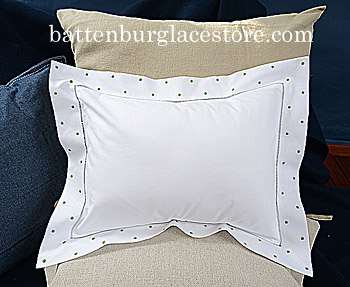 Pillow Sham. Swiss Polka Dot. Mint Green color. 12"x16" pillow - Click Image to Close